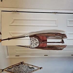 Brown and White Fringe Shoulder Bag